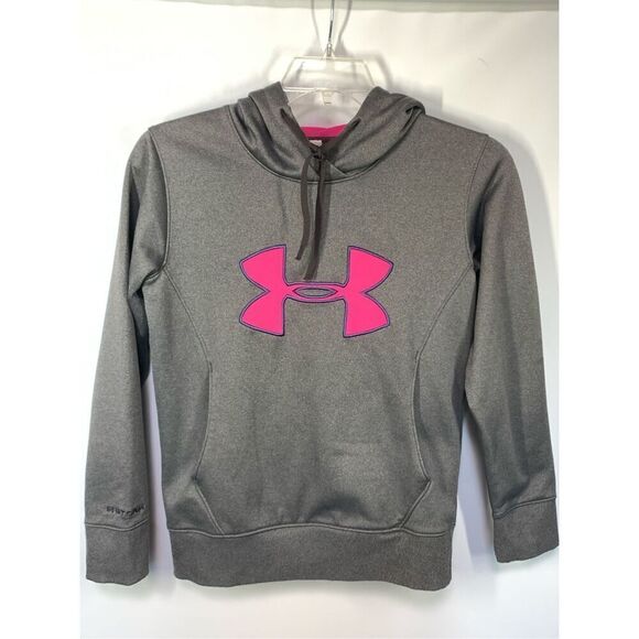 -2. Under Armour Women's Long Sleeve ColdGear Semi-Fitted Pullover Hoodie Gray X - Picture 1 of 7